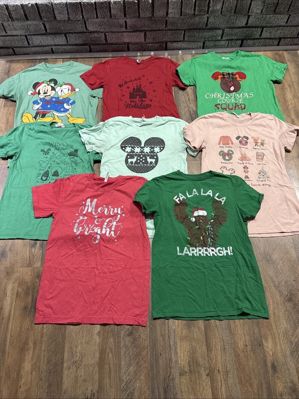 Christmas T-Shirt Lot 8 Mens Size Small Ugly Sweater Party Disney Star Wars